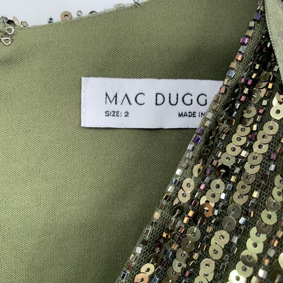 MAC DUGGAL Dress Size 2 Evening Gown Sequin Olive Green NEW V Neck Mini - Picture 4 of 8